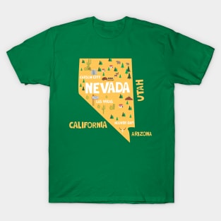 Nevada State USA Illustrated Map T-Shirt